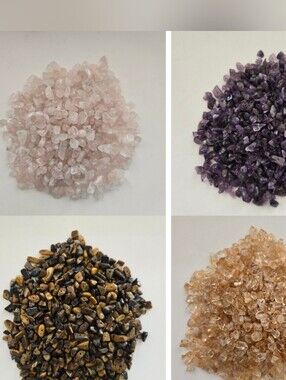 Natural Gemstone Chip Bead Lot – Amethyst, Citrine, Tiger Eye, Rose Quartz